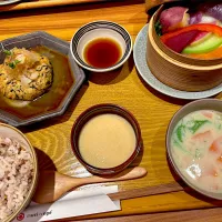 豆腐ハンバーグと野菜蒸し|yucc@さん