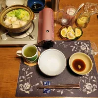 簡単寄せ鍋、雑炊、沢庵、熱い日本茶(昼飯)| enarinさん