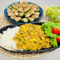 「キーマカレー＆ピーマン肉詰め」|バシュランさん