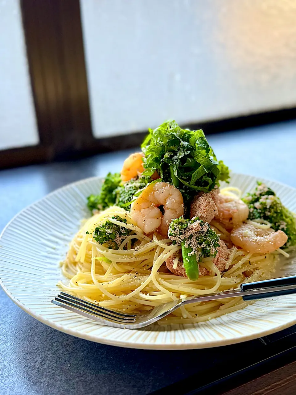 海老とブロッコリーのタプナードパスタ|富士子🍒🐰🍓さん