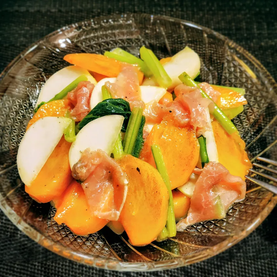 柿とかぶと生ハムのマリネサラダ|ひかるさん