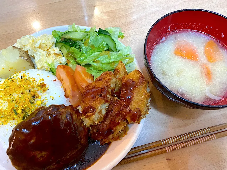カキフライ&ハンバーグ|かおちゃんさん
