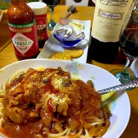 手羽元のトマトソース煮込み（スパゲッティ）|パッタイさん