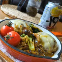 ｶﾚｰ煮込みﾁｰｽﾞﾊﾝﾊﾞｰｸﾞ