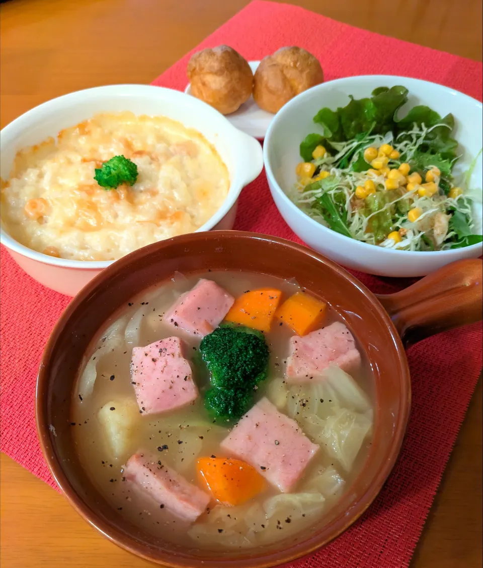 ☆エビドリア　☆ポトフ　☆野菜サラダ　☆プチシュークリーム|chikakoさん