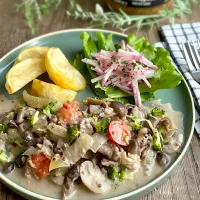 牛肉ときのこのマスタードソース|ゆーこどんさん