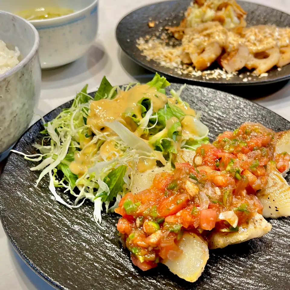 カラスガレイのムニエル。フレッシュサルサで。|ぎんさん