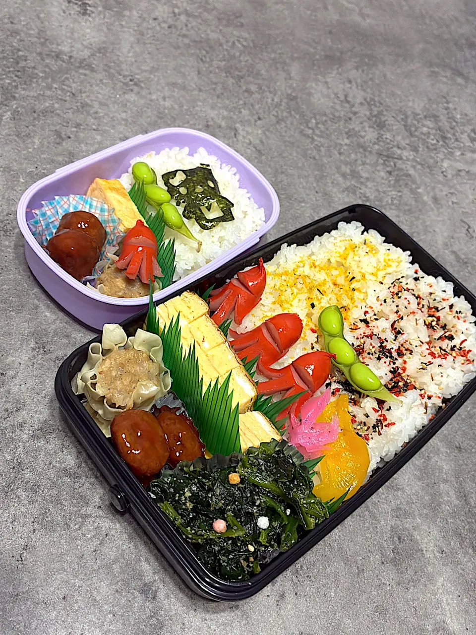 旦那のお昼お弁当　娘の朝ご飯お弁当|爰音さん
