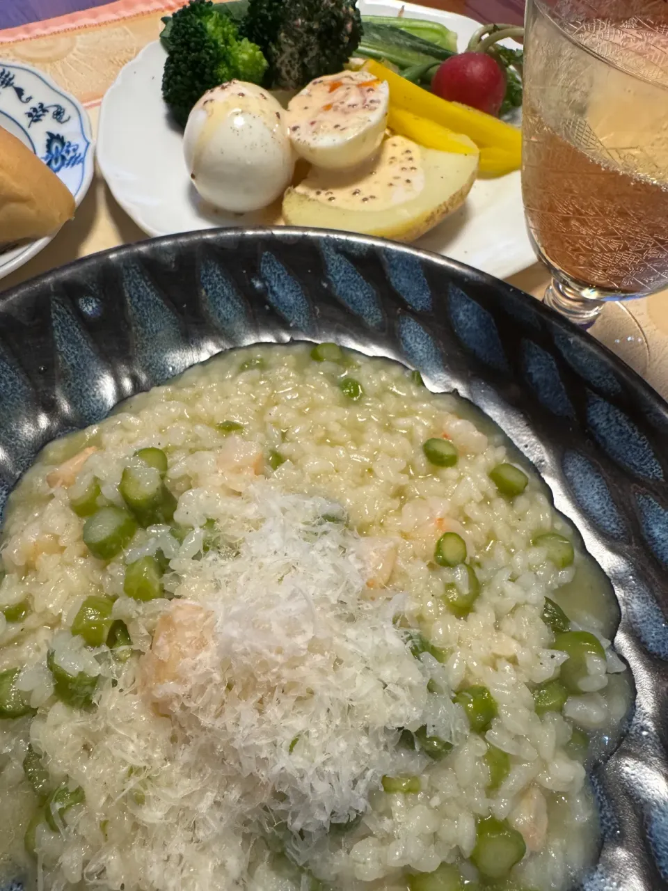 アスパラガスとエビのリゾット & ウフマヨ *|Seiji Kinoshitaさん