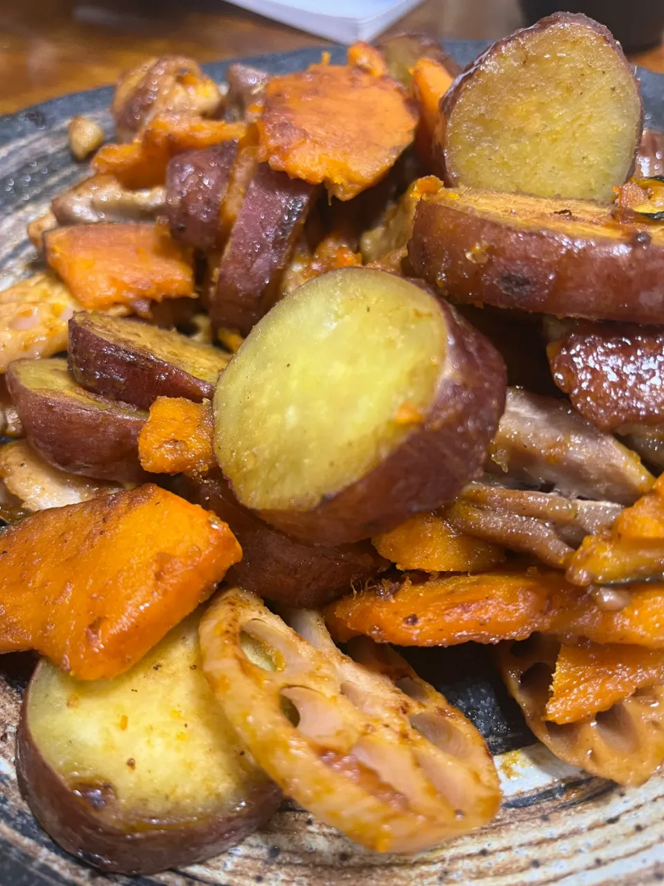 秋野菜と鶏肉のオイスターソース炒め|さんだーさん