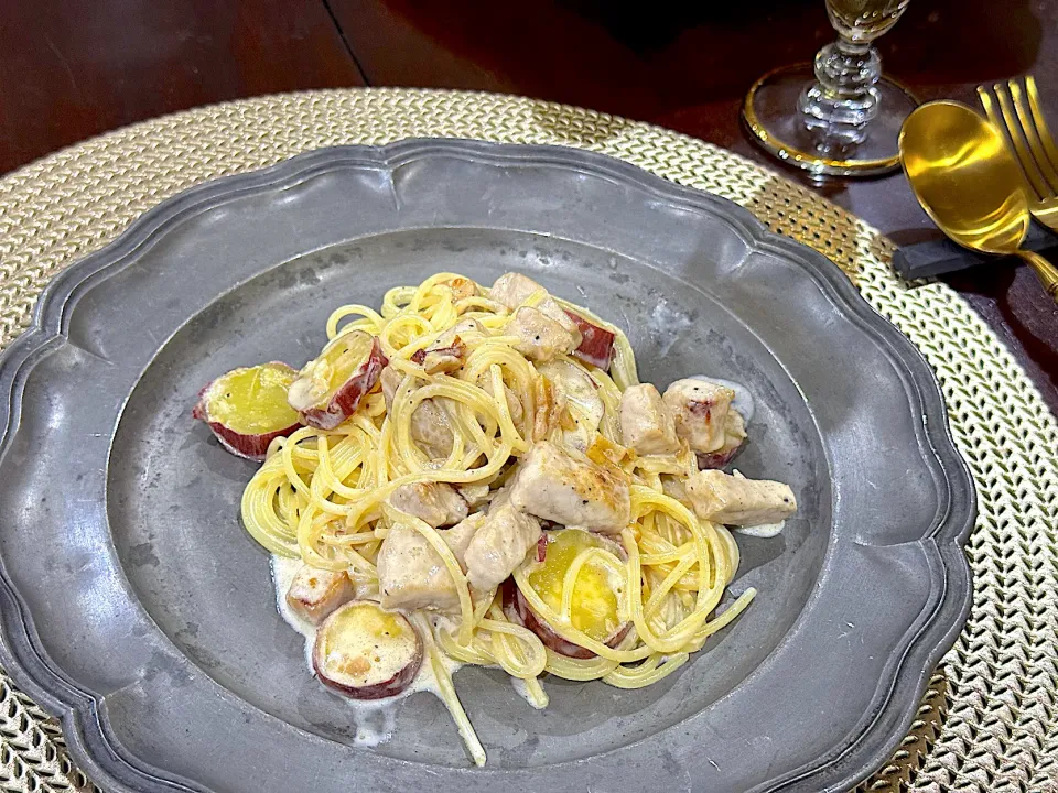 さつまいもと豚肉の和風クリームパスタ！|Seikoさん