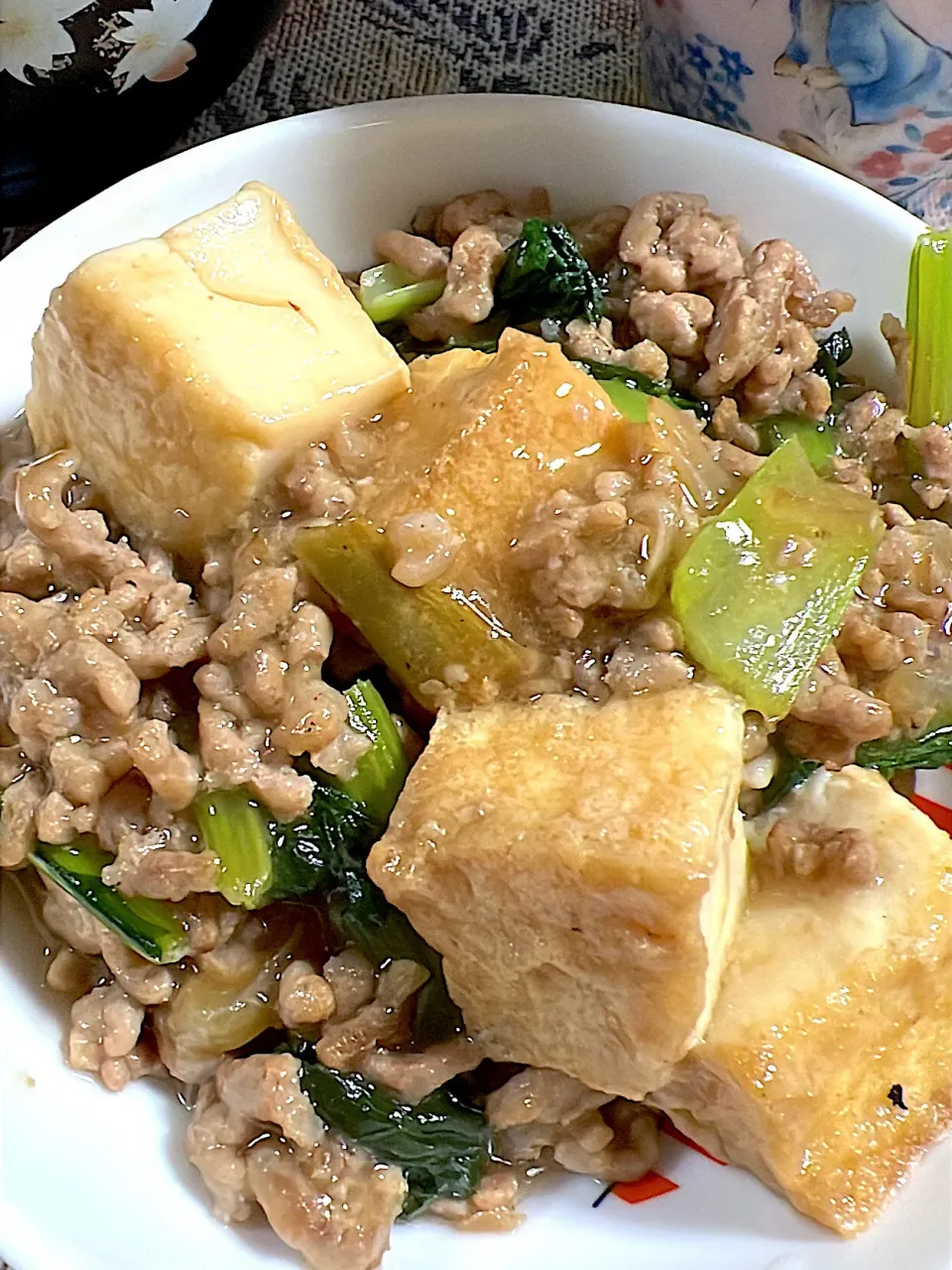 小松菜と厚揚げのひき肉餡掛け|花ママちゃんさん