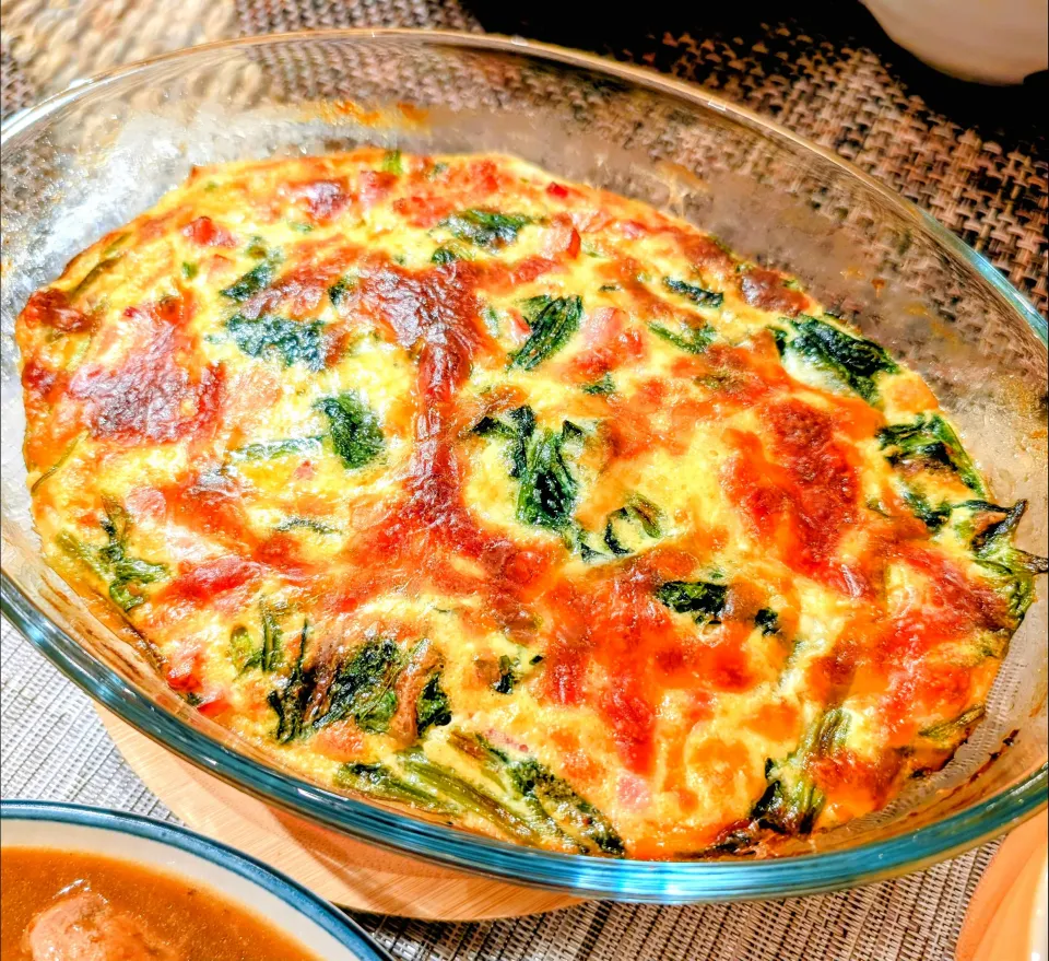 今日の夜ご飯🌠ほうれん草とベーコンのキッシュ✨|yu-ruさん
