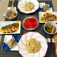 炒飯、とん平焼、焼売、野菜スープ、サンム|kekekeさん