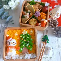 雪だるまとツリー🎄⛄
卵そぼろご飯の
クリスマス弁当|ayano.adshさん