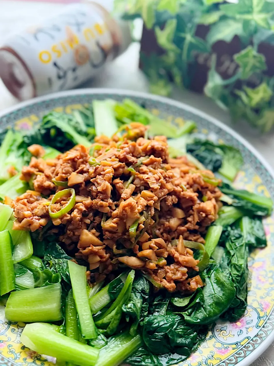 にゃんぺこさんの料理 ターサイの花椒炒め～筍と大豆のお肉の中華そぼろがけ～|🌺🌺Foodie🌺🌺さん