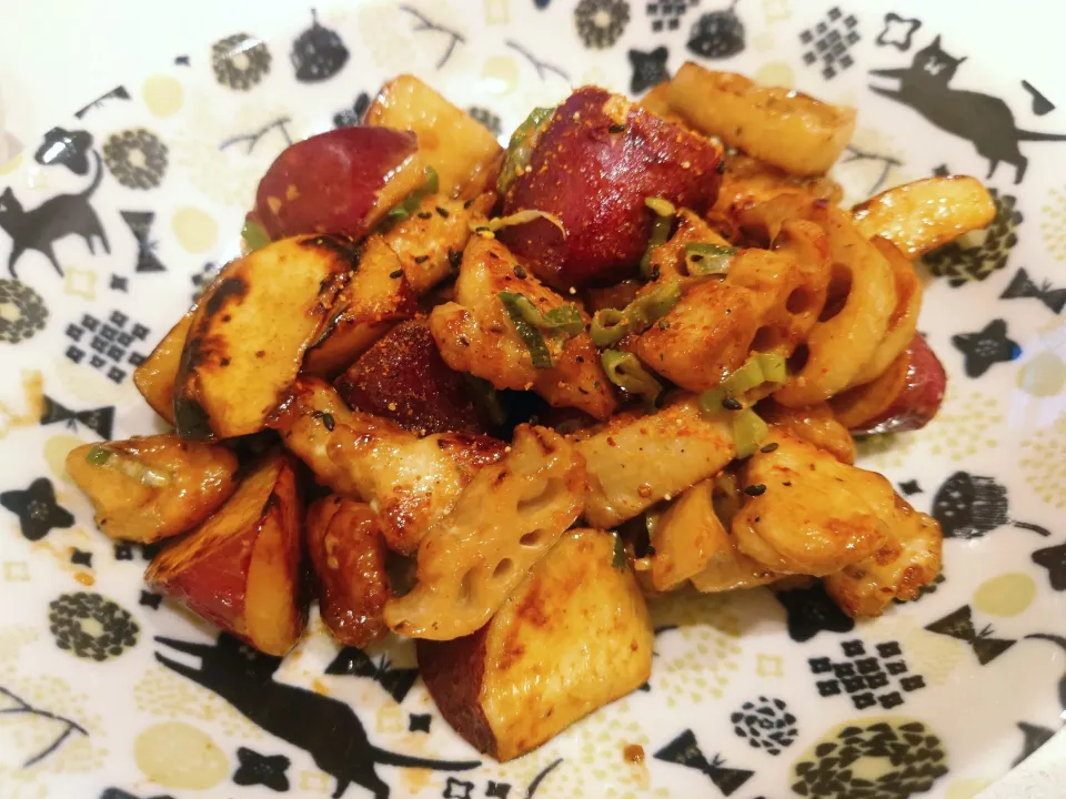 根菜と鶏肉のマヨ醤油炒め|ちりさん