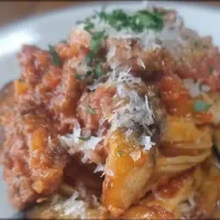 Fettuccine alla bolognese con melanzane|kazaneさん