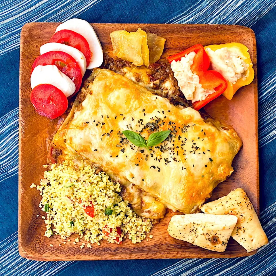アンチョビキーマのラザニアプレート|青い鳥さん