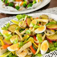 エビと温野菜のアヒージョ風味のサラダ♪|笙　みかんさん