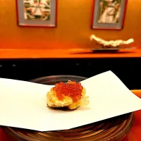 結婚記念日ディナー🍽️揚げたて天ぷら　サーモンの天麩羅いくら乗せ|MIEKO 沼澤三永子さん