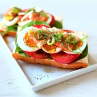 炙りサーモンのオープンサンド