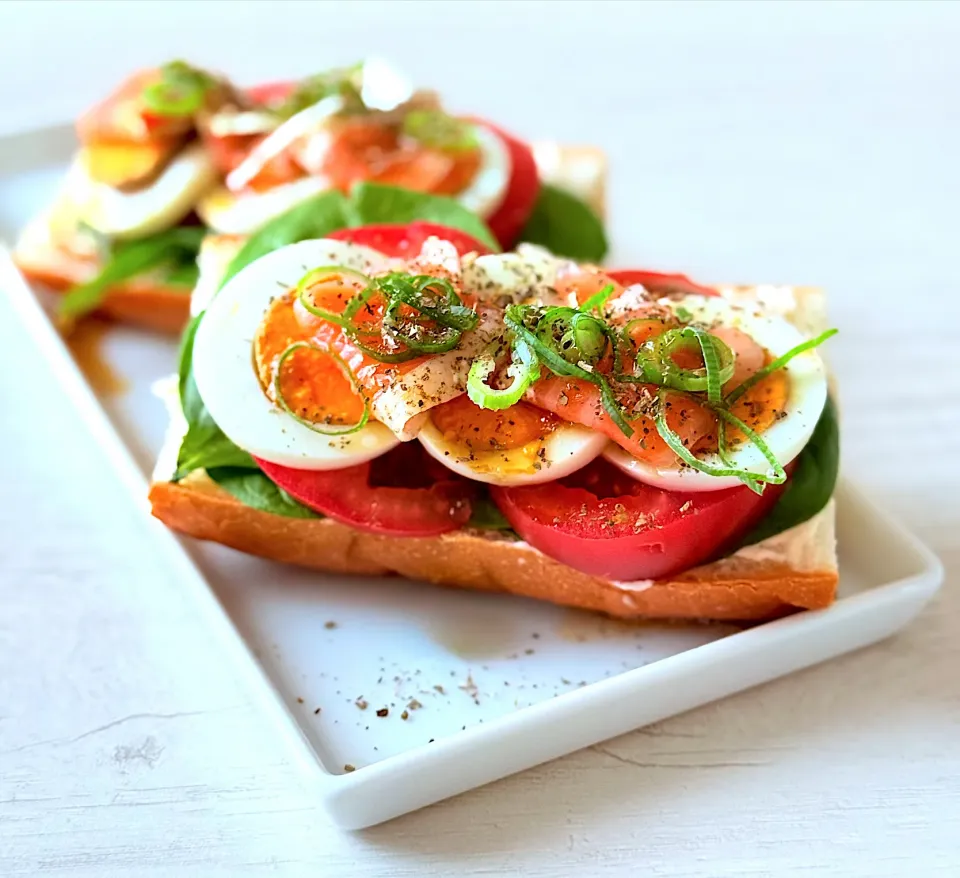 炙りサーモンのオープンサンド|tap.rinさん