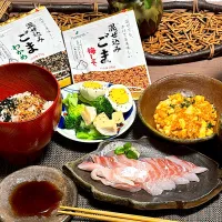 鯛お刺身、麻婆豆腐、ごまふりかけ2種|miyuki🌱さん