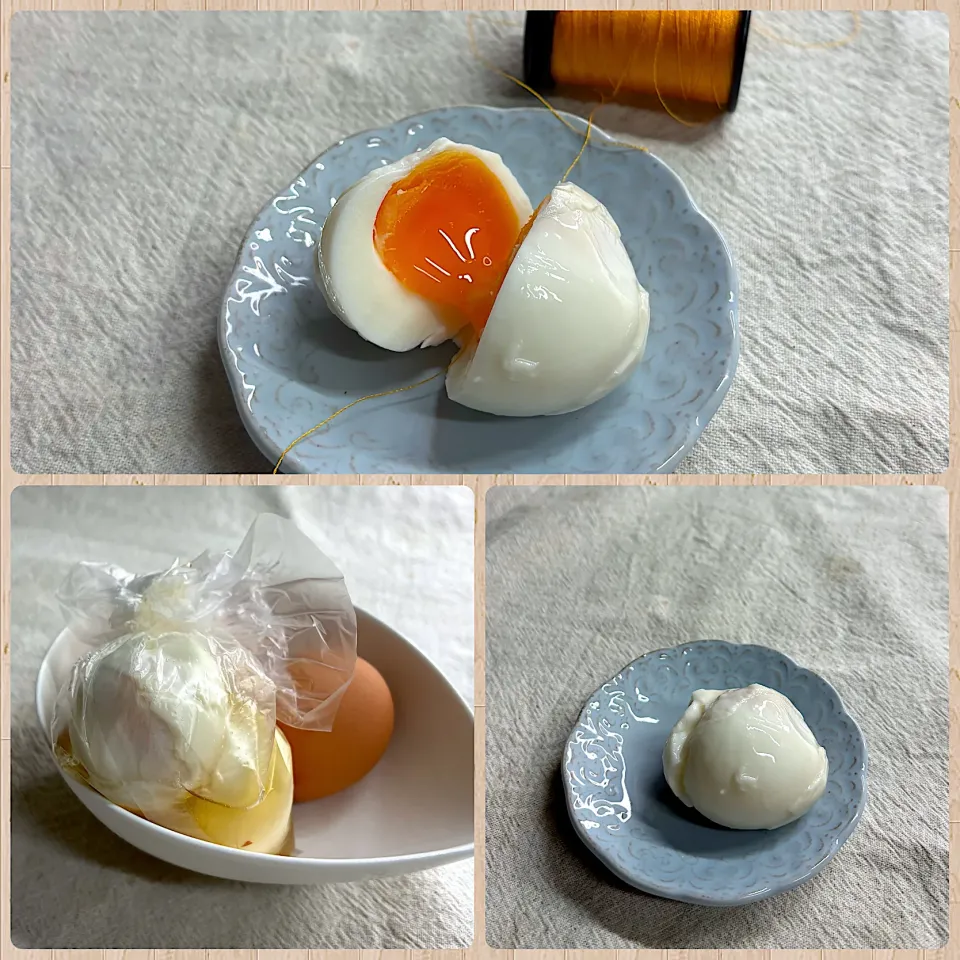 ゆで卵は糸で🧵|かっちゃん杉さん