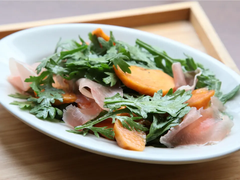 柿と春菊のサラダ|マユマユさん