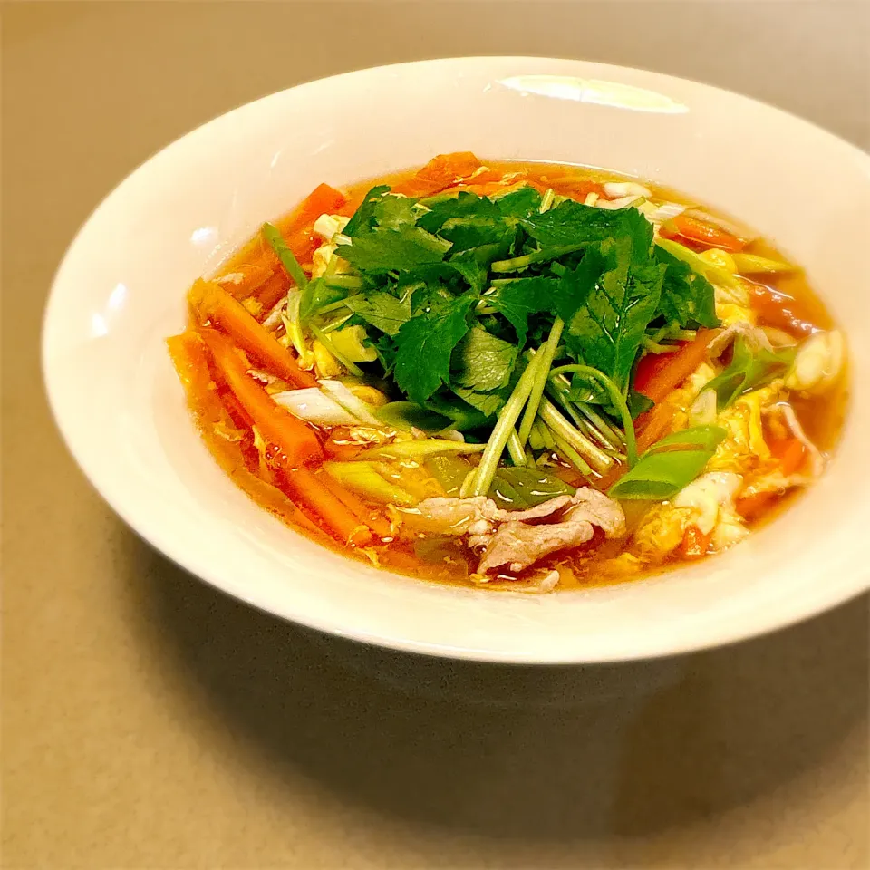 生姜と三つ葉たっぷり　かき玉うどん|かわうそcookingさん