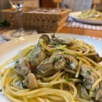 今期初 牡蠣のアーリオオーリオ| かおポンさん