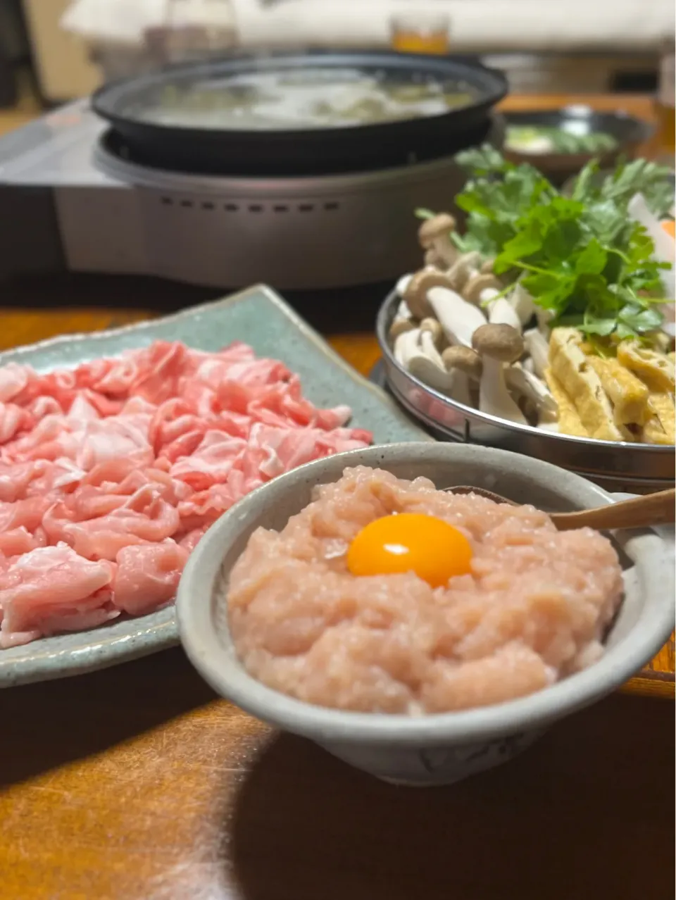 11/22の夕食　豚と鶏つくねのしゃぶしゃぶ|yoneさん