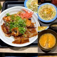 ロースカルビ十勝豚丼　味噌汁　サラダ🥗|るみおんさん