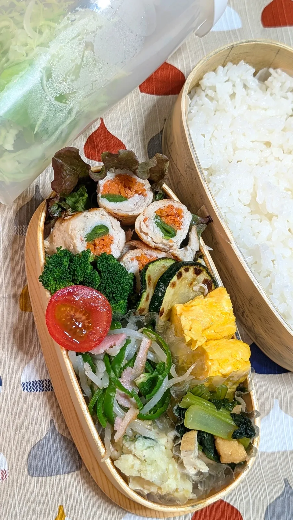 本日のお弁当〜野菜のささみ巻弁当|f.1125beさん