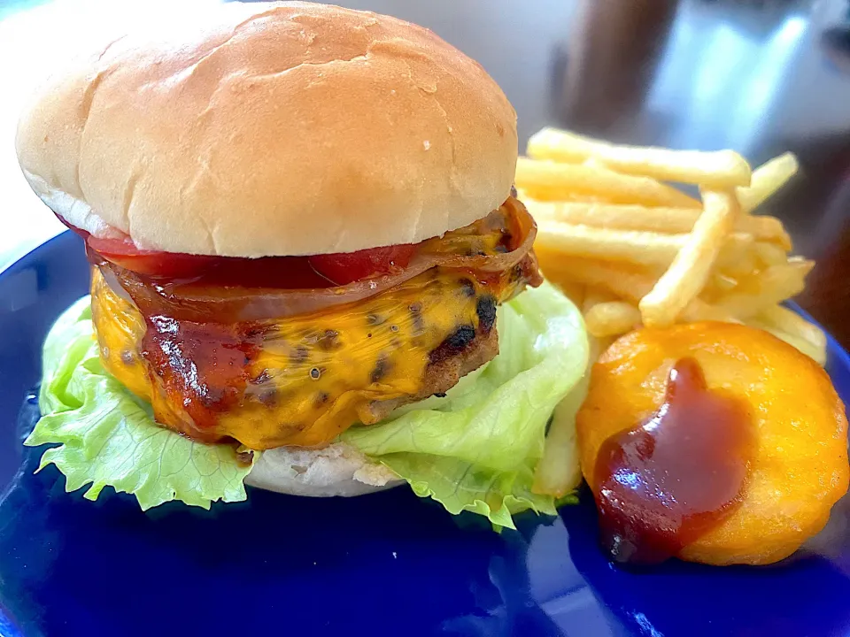 チェダーチーズバーガーセット|単身赴任のっちさん