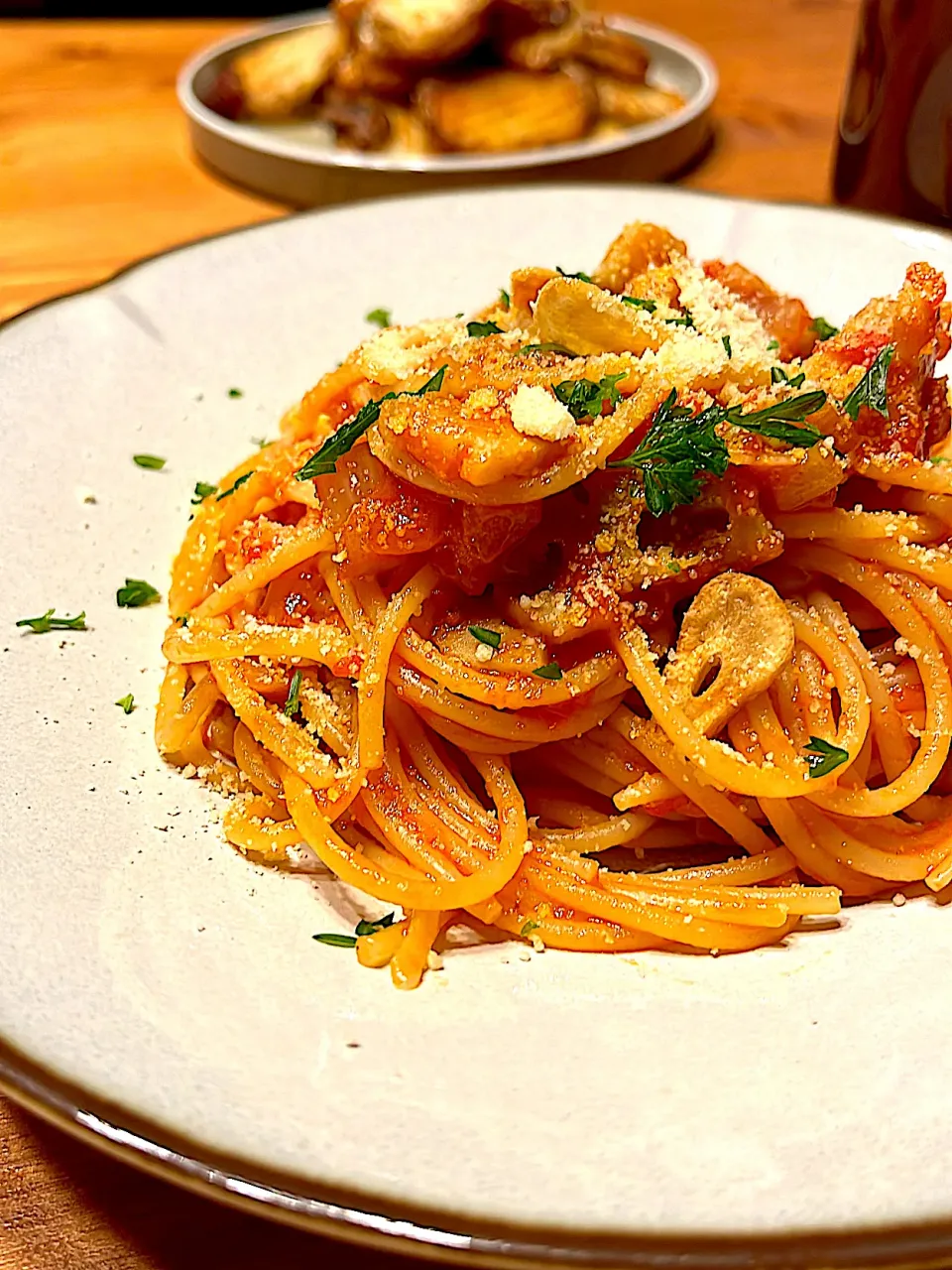 ニンニクトマトスパゲティ|おさかなさん