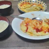 オムライス、卵スープ|るかぱぱさん