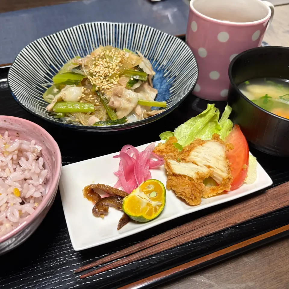 豚バラと小松菜の春雨煮|いのっちさん