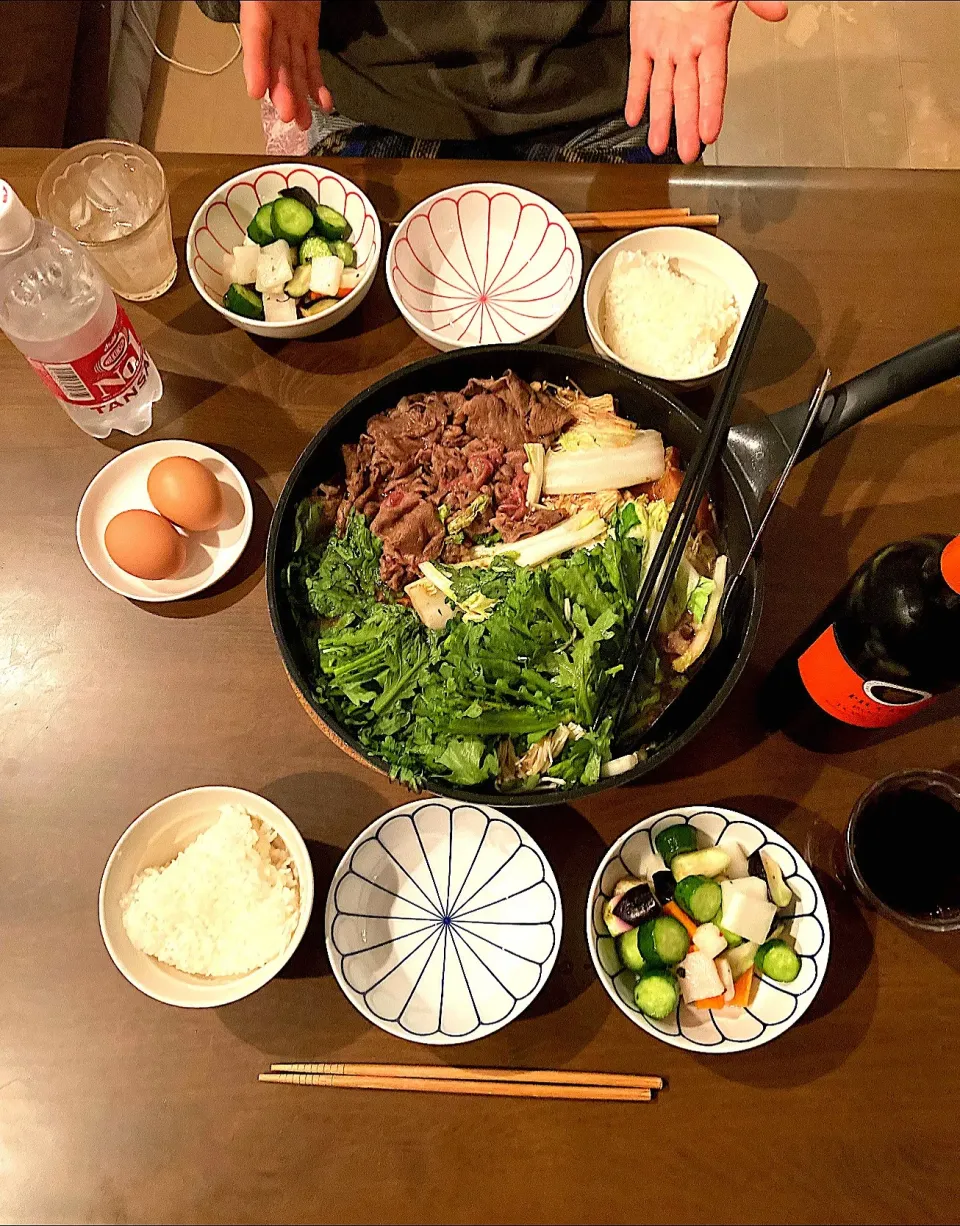 わたしのフェアウェルディナーとして、ナビがすき焼きを作ってくれました|はやとさん