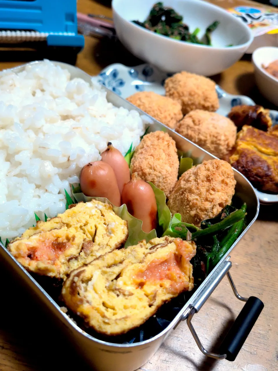 カレーコロッケとほうれん草お浸し|さおりさん