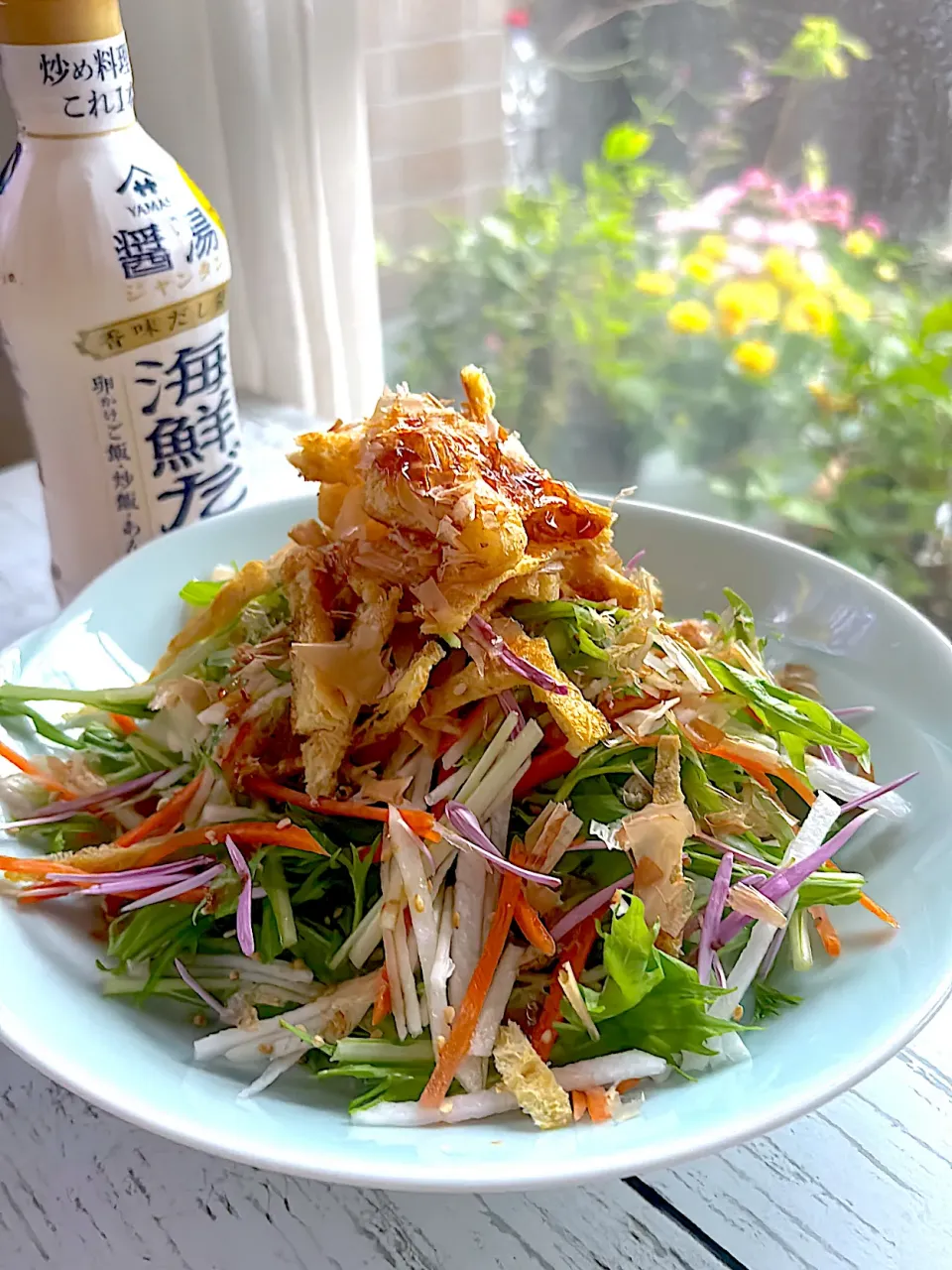 おかかとお揚げの水菜サラダ|とんちんさん