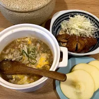 鶏だしの中華粥で朝ごはん|ひーさん