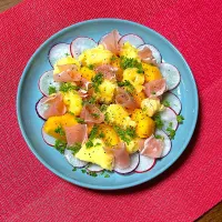 柿とチーズと生ハムのサラダ|ひだまり農園さん