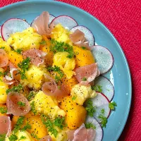 柿とチーズと生ハムのサラダ|ひだまり農園さん