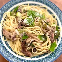 スタミナ満点！ 鯖と大葉のヘルシー和風パスタ🐟