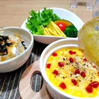 オープン焼きオムライスで晩酌|おかめんさん