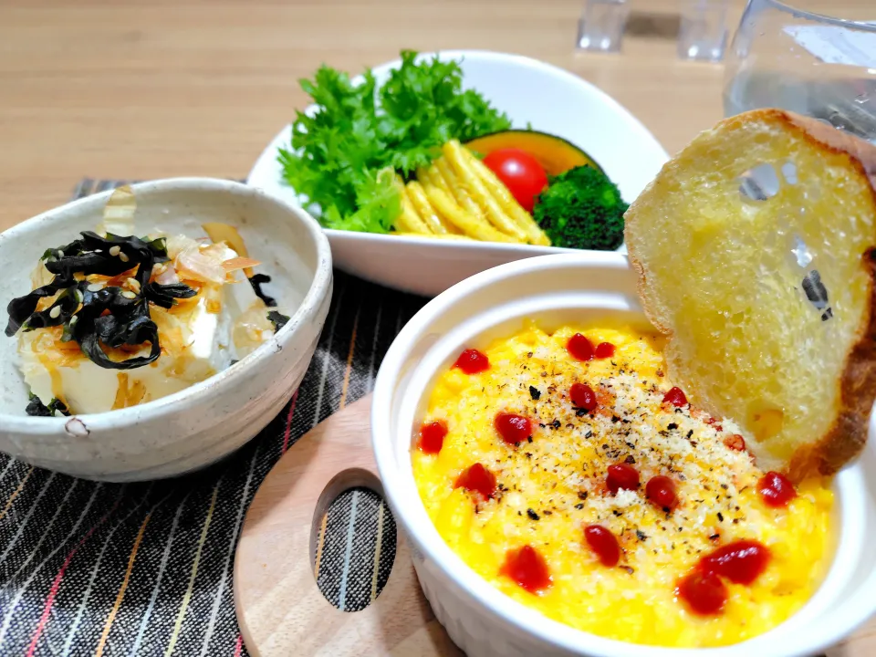 オープン焼きオムライスで晩酌|おかめんさん