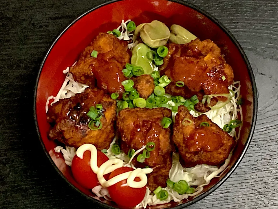 梅肉鶏胸肉唐揚げ丼|まちゃさん