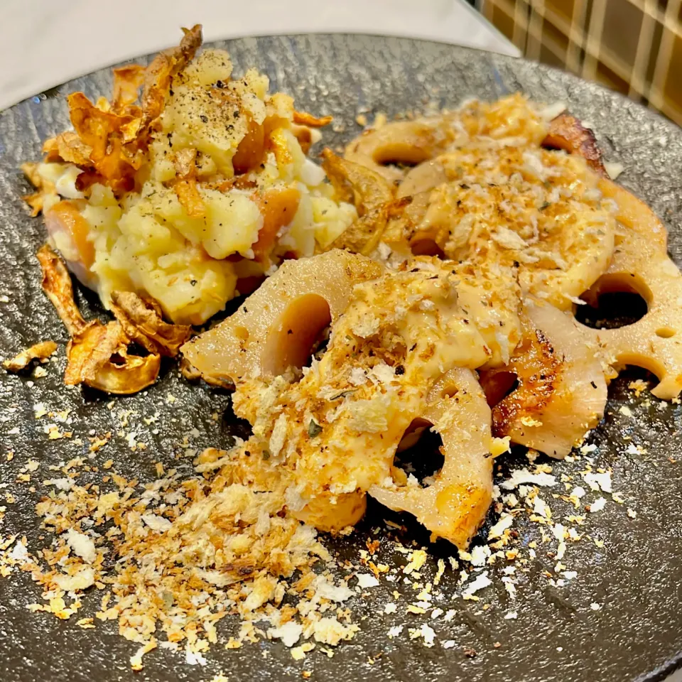 オハナシマンさんの料理 めんたいクリームチーズと蓮根のミルフィーユ|ぎんさん